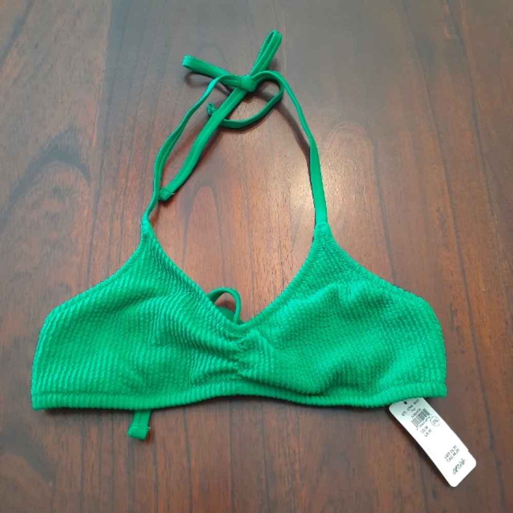 NWT Aerie Emerald Green Women's Halter Bikini Top UPF 50